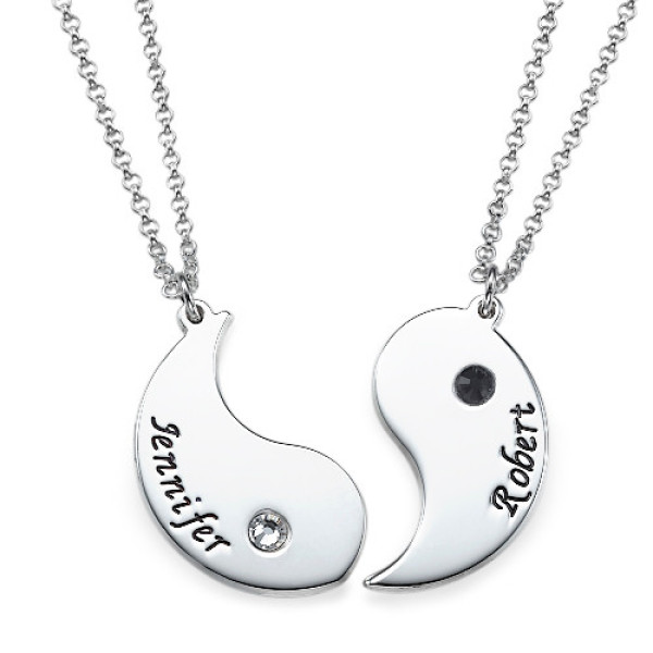 Yin Yang Necklace for Couples with Engraving - All Birthstone™