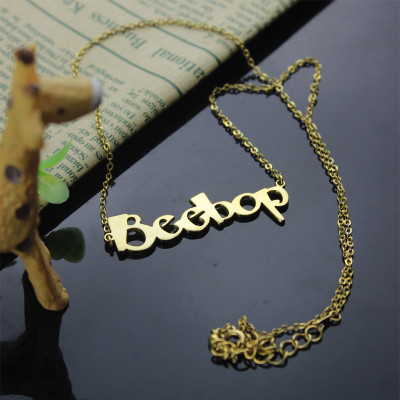 Solid Gold 18ct Personalised Beetle font Letter Name Necklace - All Birthstone™
