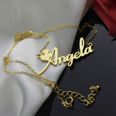 Personalised Solid Gold Fiolex Girls Fonts Heart Name Necklace - All Birthstone™