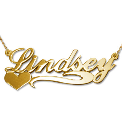 Side Heart 18ct Gold Name Necklace - All Birthstone™