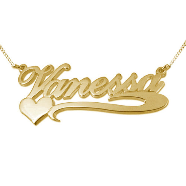 Side Heart 18ct Gold Plated Silver Name Necklace - All Birthstone™