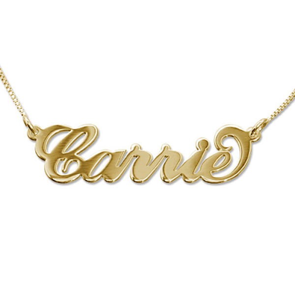 18ct Gold Double Thickness "Carrie" Name Necklace - All Birthstone™