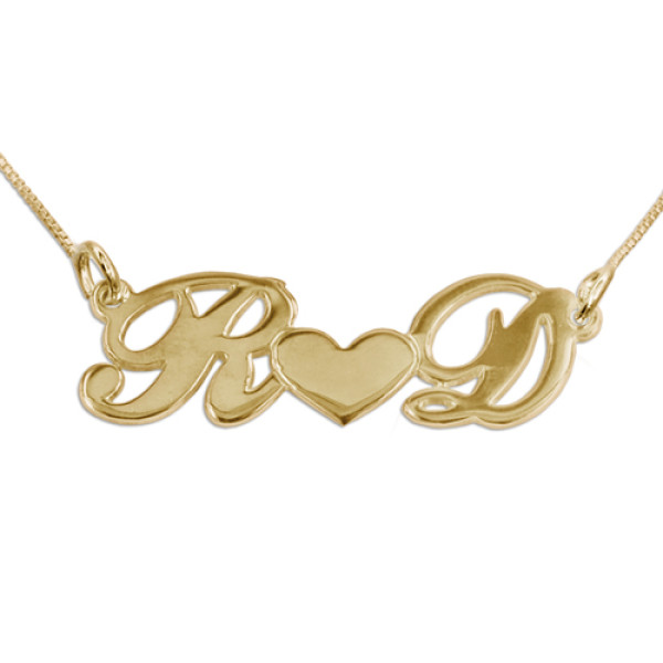 Couples Heart Necklace in 18ct Gold Plating - All Birthstone™