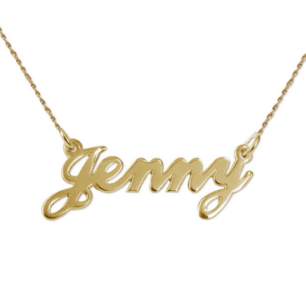 Small 18ct Yellow Gold Classic Name Necklace - All Birthstone™
