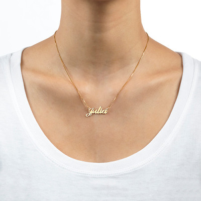 Small 18ct Gold-Plated Silver Classic Name Necklace - All Birthstone™