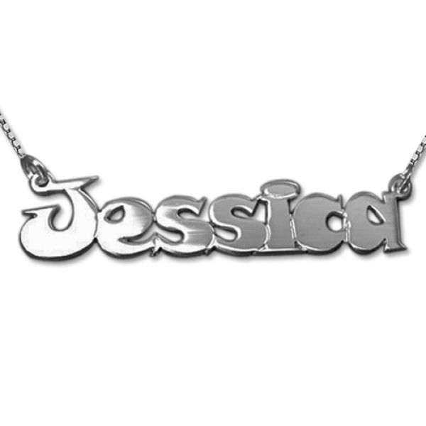 Comic Style Silver Name Necklace - All Birthstone™