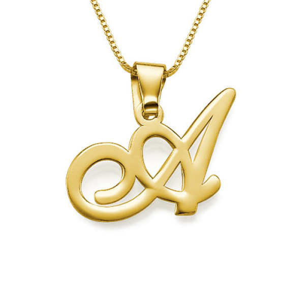 18ct Gold Initials Pendant with Any Letter - All Birthstone™