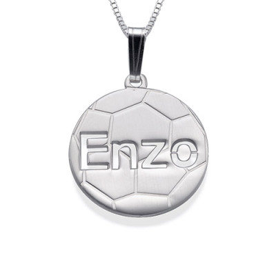Sterling Silver Personlised Football Pendant - All Birthstone™