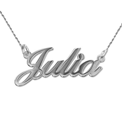 18ct White Gold Classic Name Necklace With Twist Chain - All Birthstone™