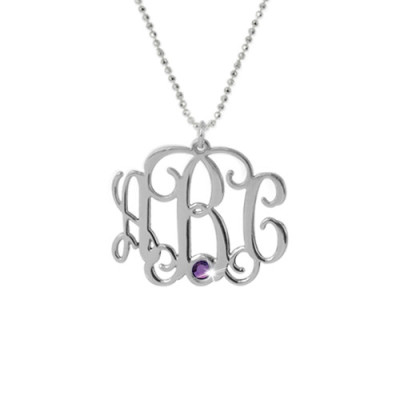 Sterling Silver Monogram Necklace with Swarovski - All Birthstone™
