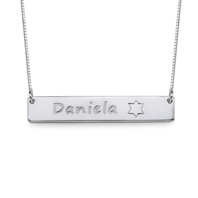 Silver Bar Necklace with Icons - All Birthstone™