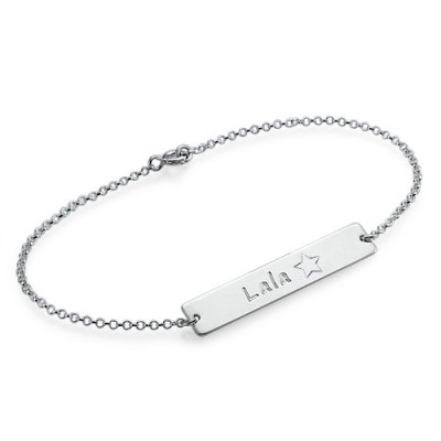 Sterling Silver Bar Nameplate Bracelet/Anklet - All Birthstone™