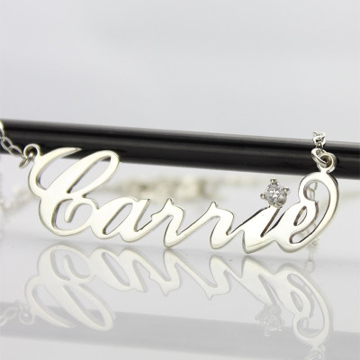 Sterling Silver Carrie Name Necklace With Birthstone  - All Birthstone™
