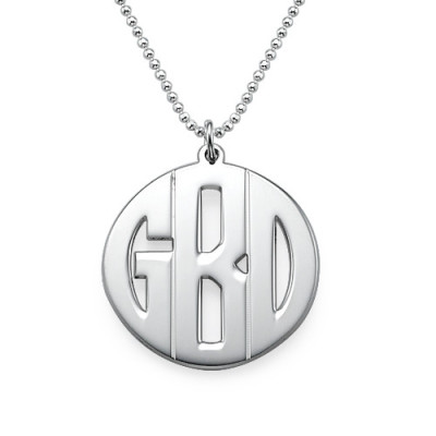 Personalised Silver Print Monogram Necklace - All Birthstone™