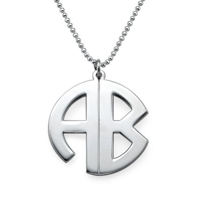 Personalised Silver Print Monogram Necklace - All Birthstone™