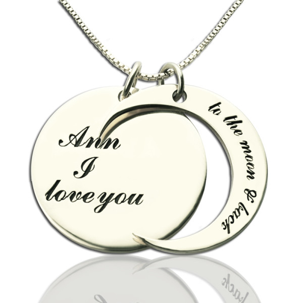 Personalised I Love You to the Moon and Back Love Necklace Sterling Silver - All Birthstone™
