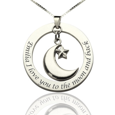 I Love You To The Moon and Back Moon  Start Charm Pendant - All Birthstone™