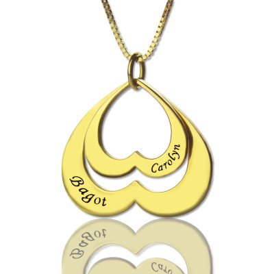 Heart in Heart Name Pendant In 18ct Gold Plated - All Birthstone™