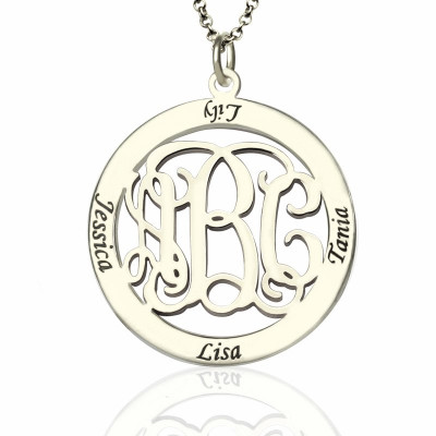 Personalised Family Monogram Name Necklace Sterling Silver - All Birthstone™