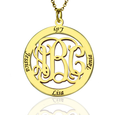 Family Monogram Name Necklace In 18ct Gold Plated - All Birthstone™