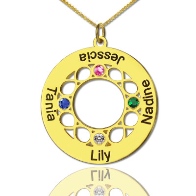Infinity Birthstone Family Names Necklace In 18ct Gold Plated  - All Birthstone™