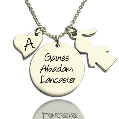 Mother Necklace Gift With Kids Name Charm Sterling Silver - All Birthstone™