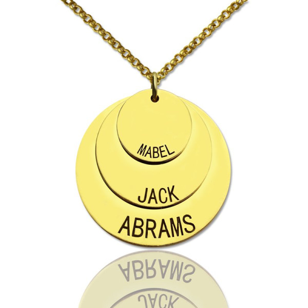 Disc Necklace With Kids Name For Mom 18ct Gold Plated - All Birthstone™