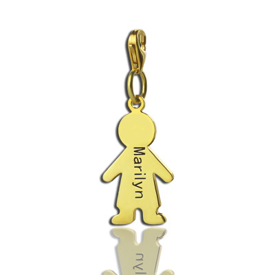 Personalised Boy Pendant Necklace With Name 18ct Gold Plated - All Birthstone™
