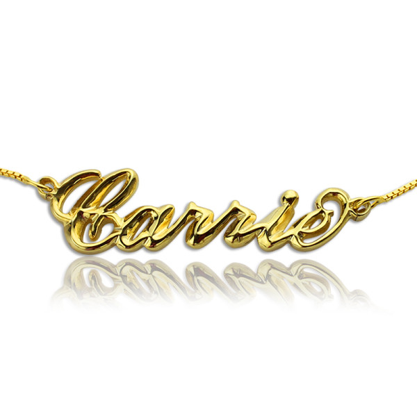 Personalised 3D Carrie Name Necklace 18ct Gold Plating - All Birthstone™