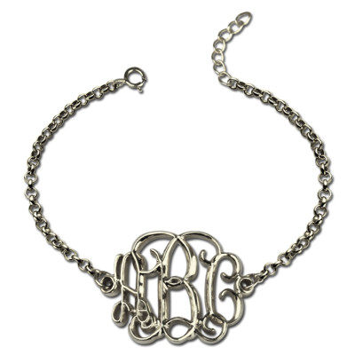 Celebrity Monogram Initial Bracelet Sterling Silver - All Birthstone™