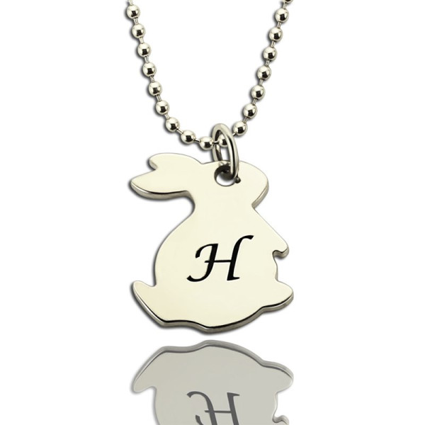 Personalised Rabbit Initial Charm Pendant Sterling Silver - All Birthstone™