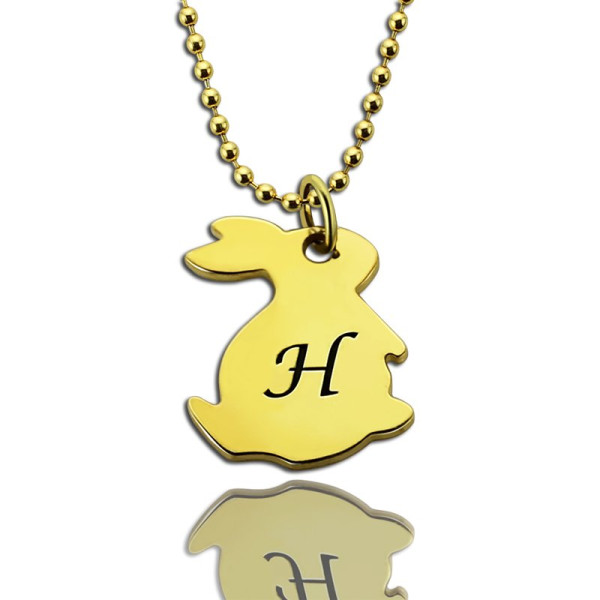 Tiny Rabbit Initial Charm Necklace 18ct Gold Plated - All Birthstone™