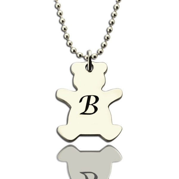 Personalised Teddy Bear Initial Necklace Sterling Silver - All Birthstone™