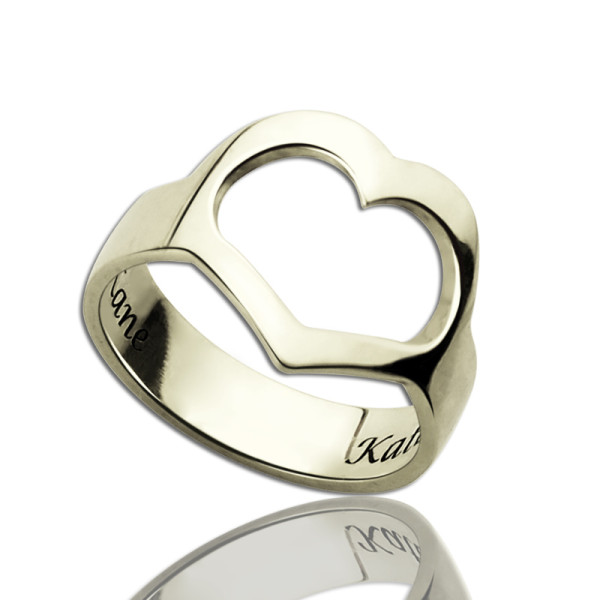 Personalised Couple's Name Promise Heart Ring Silver - All Birthstone™