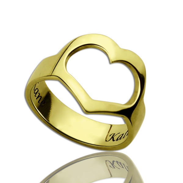 Custom Heart Couple's Promise Ring With Name Gold Plated Silver - All Birthstone™
