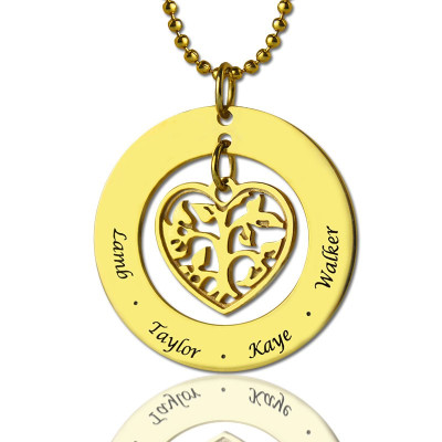 Circle Family Tree Pendant Necklace In 18ct Gold Plated - All Birthstone™