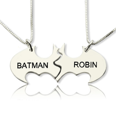 Batman Best Friend Name Necklace Sterling Silver - All Birthstone™ Batman Best Friend Name Necklace Sterling Silver - All Birthstone™