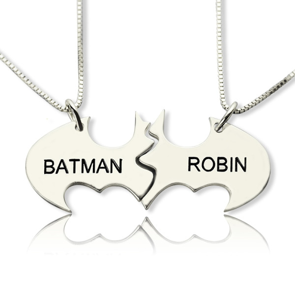 Batman Best Friend Name Necklace Sterling Silver - All Birthstone™