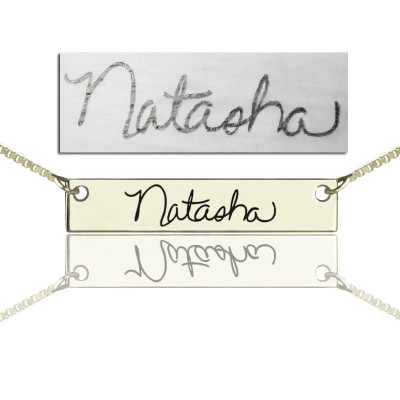 Custom Necklace With Your Signature Bar Silver - All Birthstone™