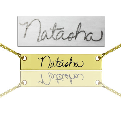 Custom Necklace Signature Bar Necklace Handwritring 18ct Gold Plated - All Birthstone™