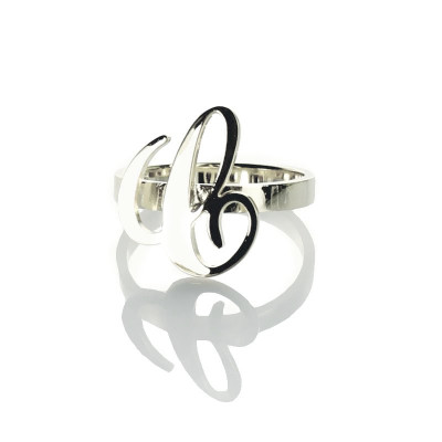 Personalised Carrie Initial Letter Ring Sterling Silver - All Birthstone™