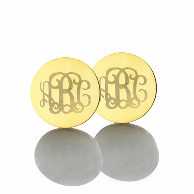 Engraved Monogram Stud Earrings In Gold - All Birthstone™