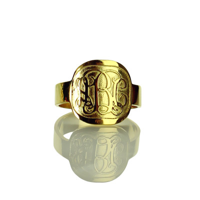 Engraved Designs Monogram Ring 18ct Gold Plated - All Birthstone™
