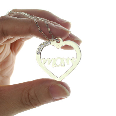 Mothers Birthstone Heart Necklace Sterling Silver  - All Birthstone™