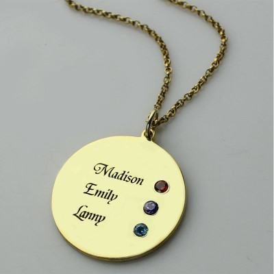 Custom Disc Necklace Engraved Names For Mom - All Birthstone™