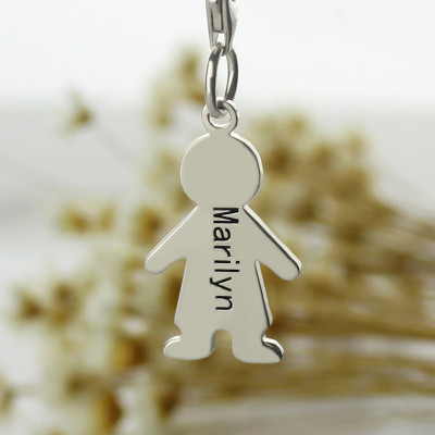 Personalised Boy Pendant on Lobster Clasp Silver - All Birthstone™
