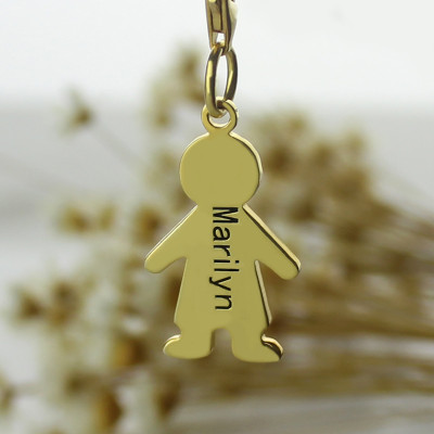 Personalised Boy Pendant Necklace With Name 18ct Gold Plated - All Birthstone™