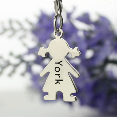 Personalised Baby Girl Pendant Necklace With Name Silver - All Birthstone™