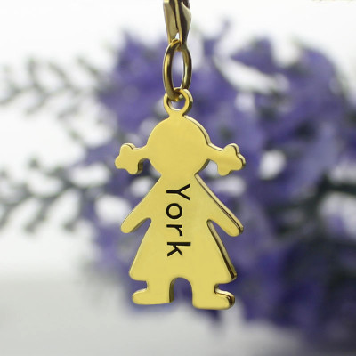 Personalised Baby Girl Pendant Necklace With Name Gold Plated Silver - All Birthstone™
