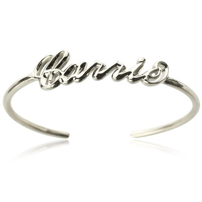 Personalised Sterling Silver Name Bangle Bracelet - All Birthstone™